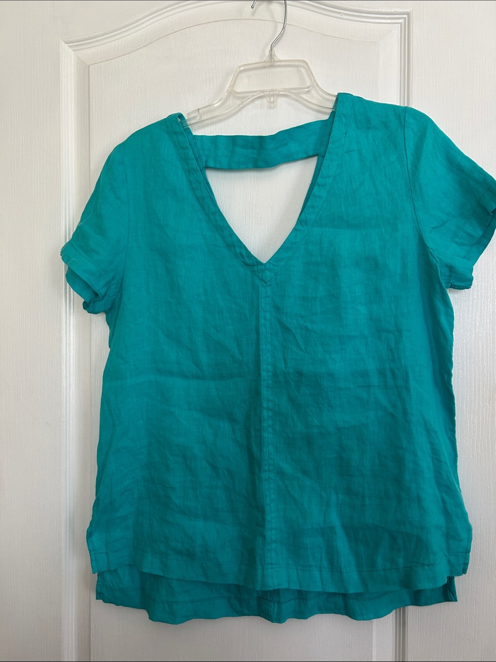 C&C California Teal V-Neck Short Sleeve Blouse